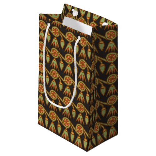 Egyptian Lotus Flower Pattern Black Small Gift Bag