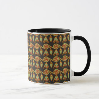 Egyptian Lotus Flower Pattern on Black Coffee Mug
