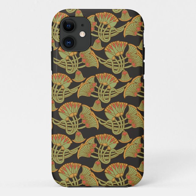 Egyptian Lotus, Papyrus on Black iPhone 5/5s Case (Back)