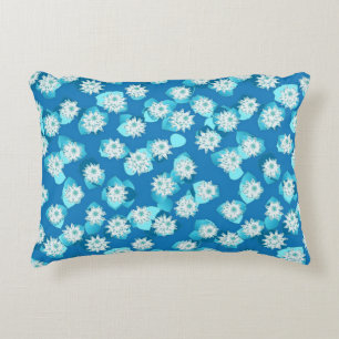 Egyptian Lotus pattern, cobalt and turquoise Accent Pillow