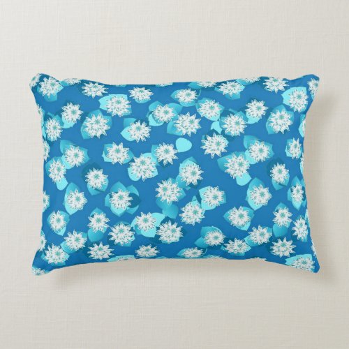 Egyptian Lotus pattern cobalt and turquoise Accent Pillow