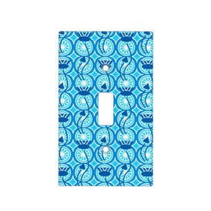 Egyptian Lotus pattern, cobalt and turquoise Light Switch Cover
