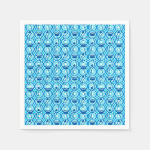 Egyptian Lotus pattern, cobalt and turquoise Paper Napkins