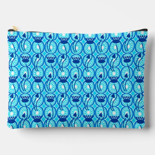  Egyptian Lotus Pattern Cobalt Blue and Turquoise Accessory Pouch