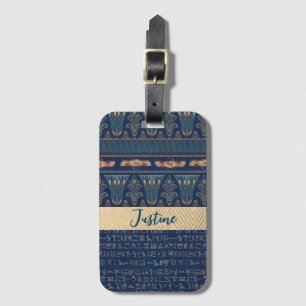 Egyptian Lotus Scarab Hieroglyphs Personalized Luggage Tag