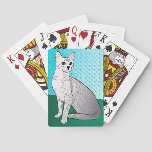 Egyptian Mau Cat - aqua background Poker Cards