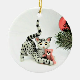 Egyptian Mau Cat Gray Ceramic Ornament