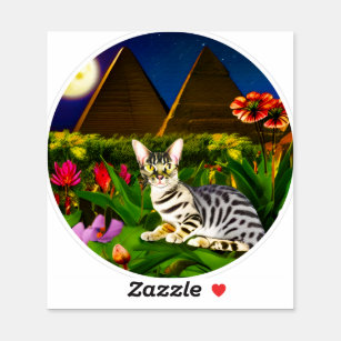 Egyptian Mau Cat in a Midnight Garden  Sticker