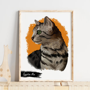 Egyptian Mau Cat Print  Cat Wall Print 