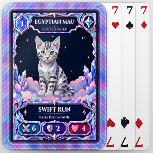 Egyptian Mau Cat, Rainbow Foil Art Poker Cards