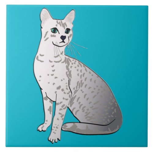 Egyptian Mau Cat _ Silver Grey Ceramic Tile