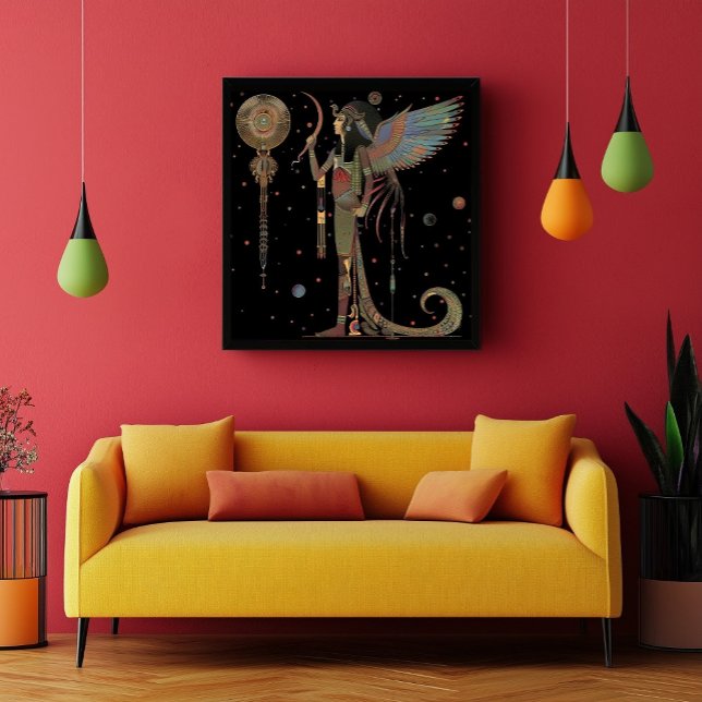 Egyptian Moon God Khonsu Rainbow Black Abstract  Poster (Creator Uploaded)