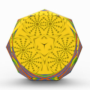 Egyptian Motif Art Print Checkered Frame Design Acrylic Award