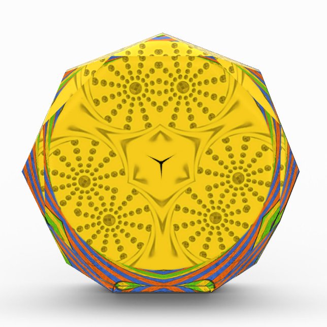 Egyptian Motif Art Print Checkered Frame Design Acrylic Award (Front)