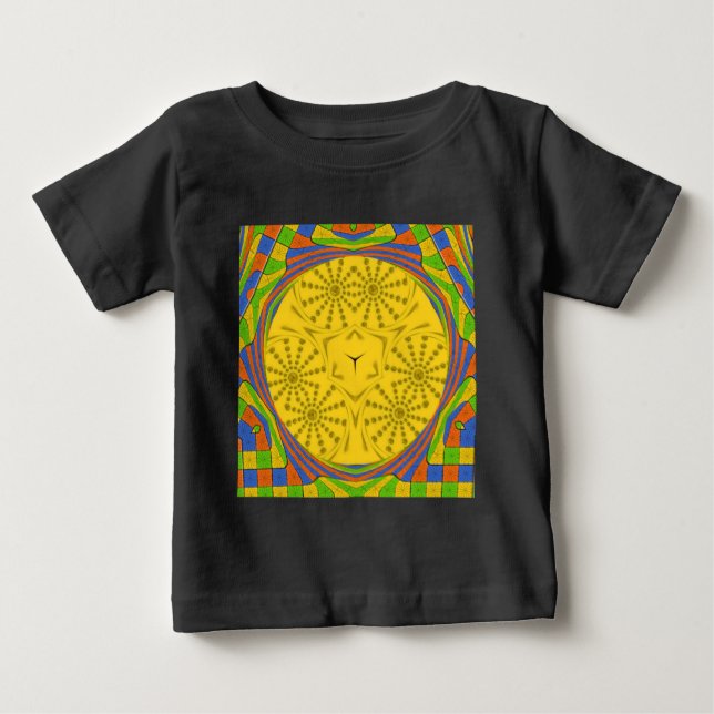 Egyptian Motif Art Print Checkered Frame Design Baby T-Shirt (Front)