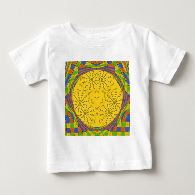 Egyptian Motif Art Print Checkered Frame Design Baby T-Shirt (Front)