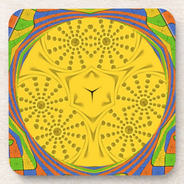 Egyptian Motif Art Print Checkered Frame Design Beverage Coaster (Front)