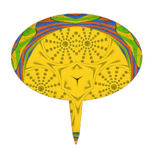 Egyptian Motif Art Print Checkered Frame Design Cake Topper