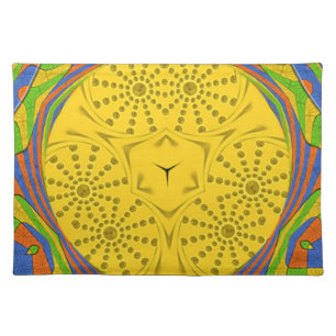 Egyptian Motif Art Print Checkered Frame Design Cloth Placemat