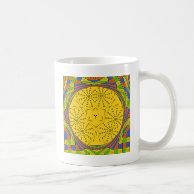 Egyptian Motif Art Print Checkered Frame Design Coffee Mug (Right)