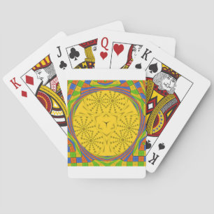 Egyptian Motif Art Print Checkered Frame Design Poker Cards