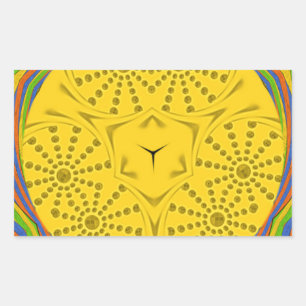 Egyptian Motif Art Print Checkered Frame Design Rectangular Sticker