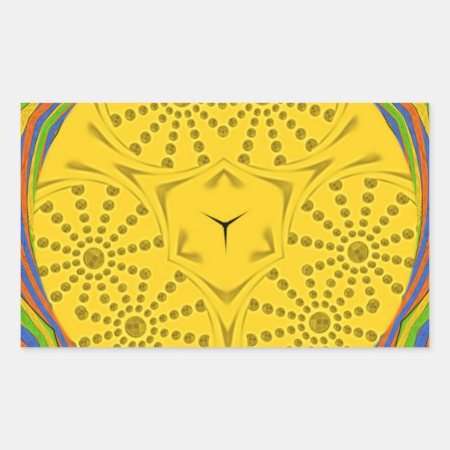 Egyptian Motif Art Print Checkered Frame Design Rectangular Sticker (Front)