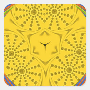 Egyptian Motif Art Print Checkered Frame Design Square Sticker