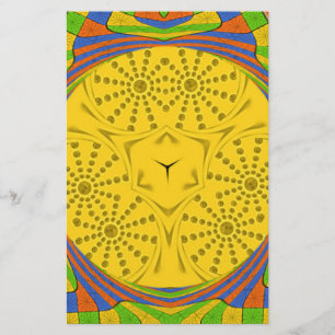 Egyptian Motif Art Print Checkered Frame Design Stationery