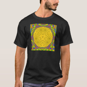 Egyptian Motif Art Print Checkered Frame Design T-Shirt