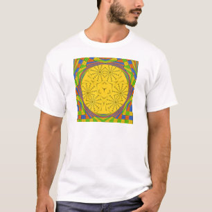 Egyptian Motif Art Print Checkered Frame Design T-Shirt