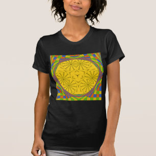 Egyptian Motif Art Print Checkered Frame Design T-Shirt