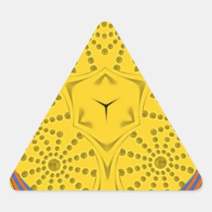 Egyptian Motif Art Print Checkered Frame Design Triangle Sticker