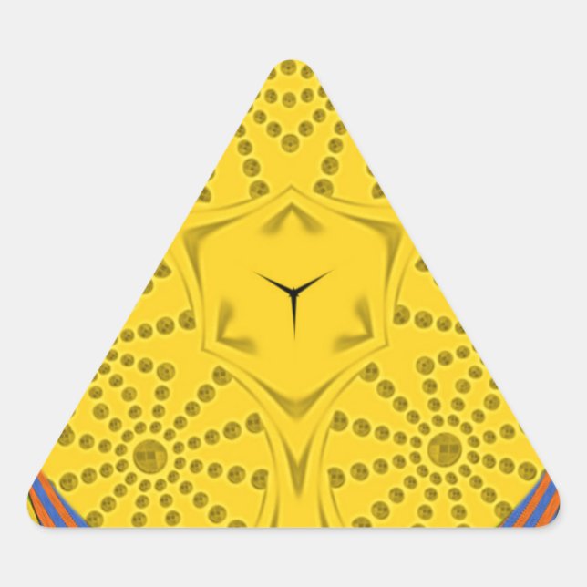 Egyptian Motif Art Print Checkered Frame Design Triangle Sticker (Front)