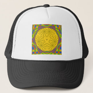 Egyptian Motif Art Print Checkered Frame Design Trucker Hat