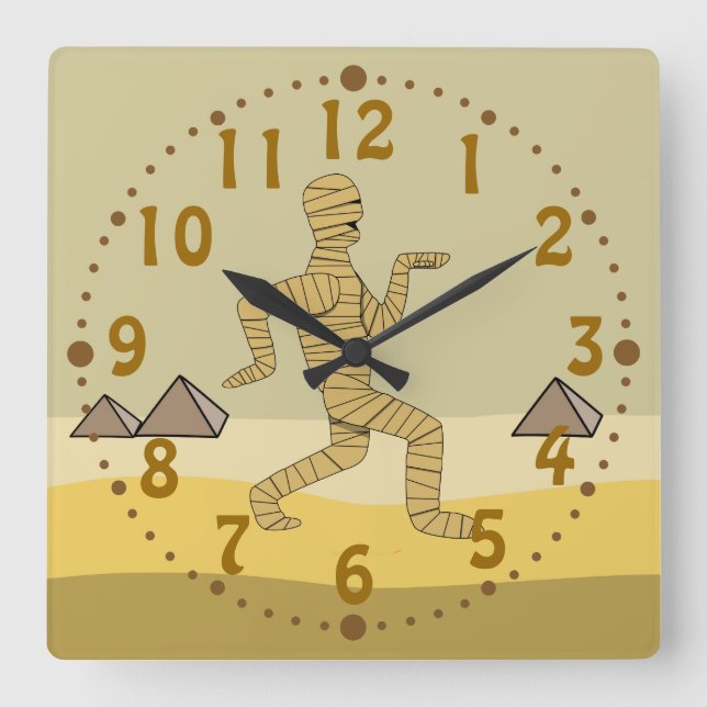 Egyptian Mummy Pyramids Halloween Custom Clock (Front)