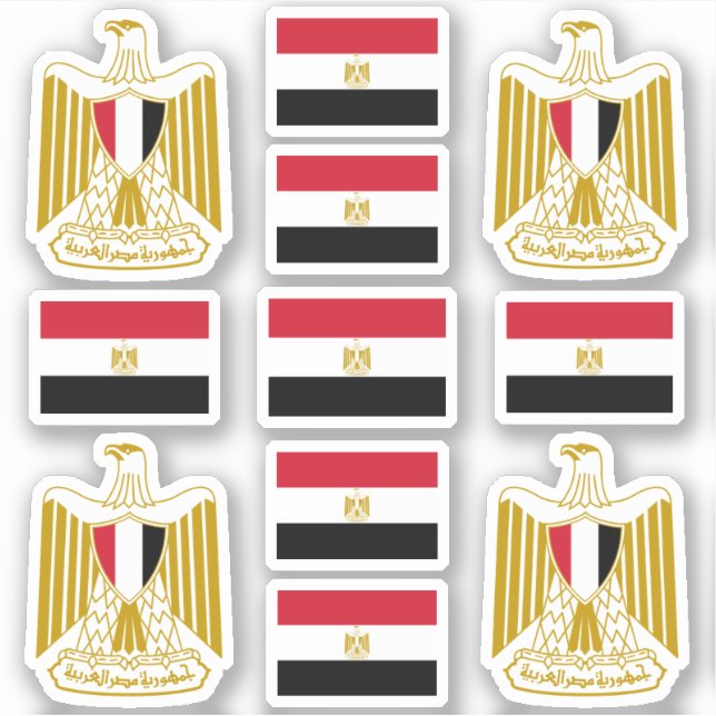 Egyptian national symbols /Coat of arms and flag Sticker (Front)
