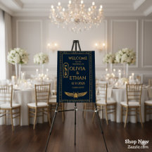 Egyptian Navy Cartouche Scarab Wedding Welcome
