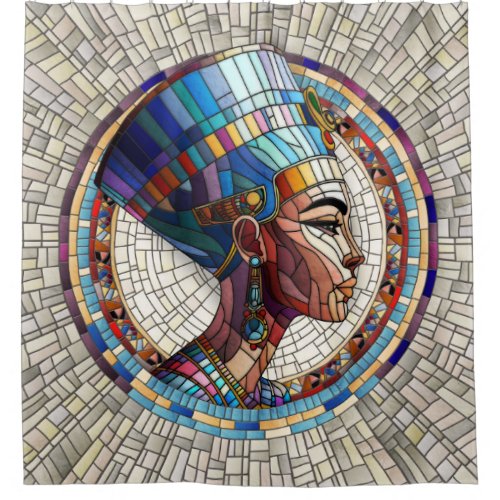 Egyptian Nefertiti _Mosaic Art Shower Curtain