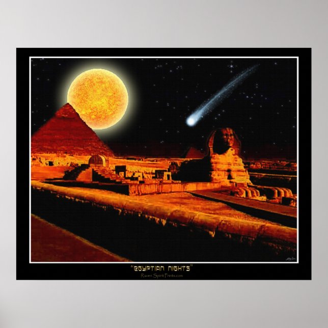 "EGYPTIAN NIGHTS" Sphinx Fantasy Art Poster (Front)