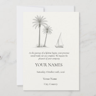 Egyptian Nile Palm and Felucca Wedding Invitation