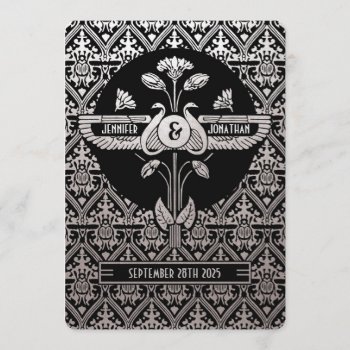 Egyptian Nouveau Wedding Invitations Silver Foil by Anything_Goes at Zazzle