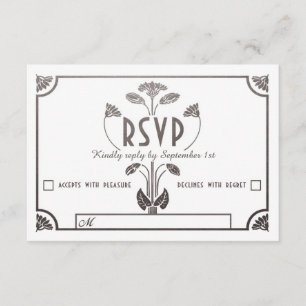 Egyptian Nouveau Wedding RSVP Cards Silver & White