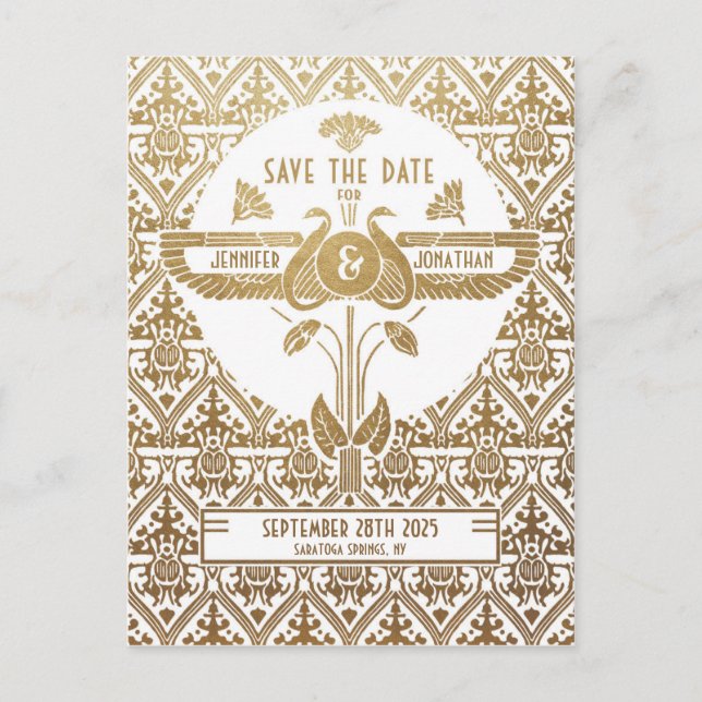 Egyptian Nouveau Wedding Save the Date Postcards (Front)