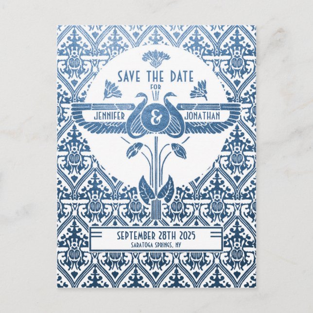 Egyptian Nouveau Wedding Save the Date Postcards (Front)