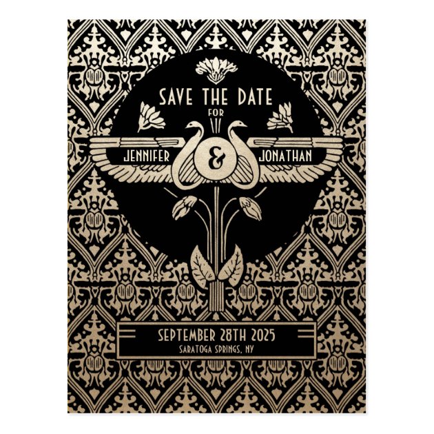 Egyptian Nouveau Wedding Save The Date Postcards