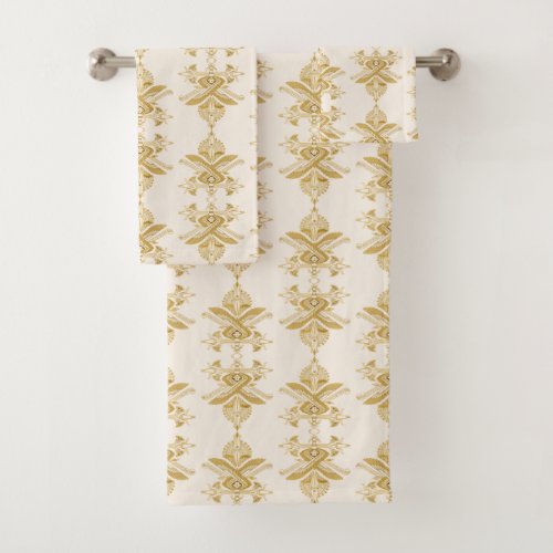 Egyptian Ornament Pattern on Parchment Bath Towel Set