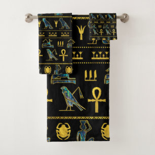 Egyptian Ornament Symbols Pattern Bath Towel Set