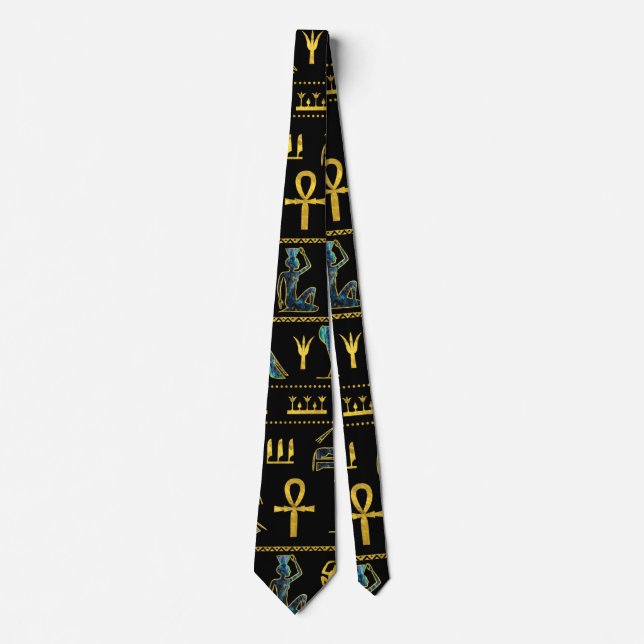 Egyptian  Ornament Symbols Pattern Tie (Front)