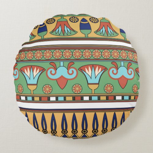 Egyptian Ornament Vintage Collection Round Pillow